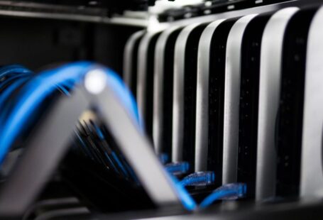 Cabling Bracing - a close up of a bunch of wires in a rack