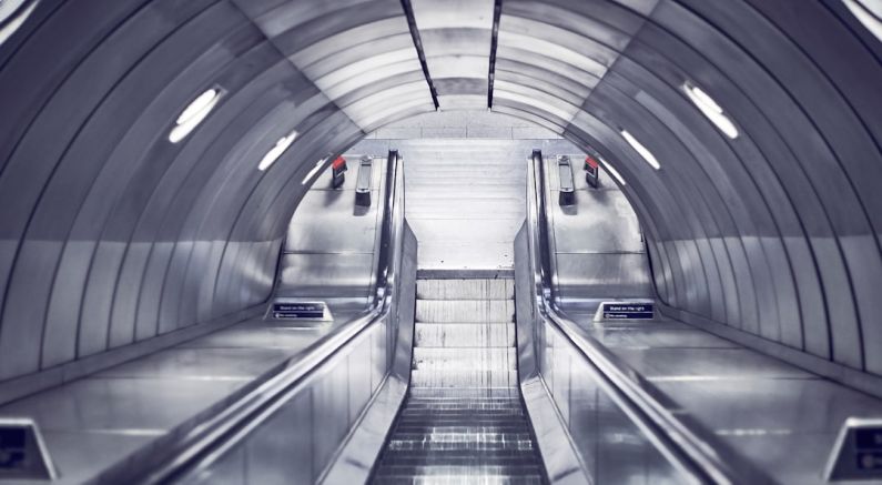 Underground Utilities - gray escalator
