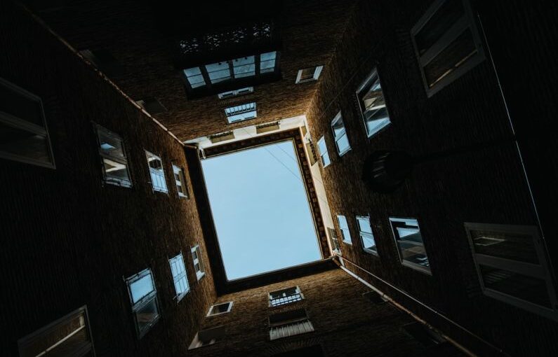 Tight Space - worm's-eye view of building