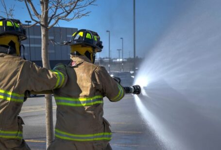 Safety Gear - time lapse photography of two firemen